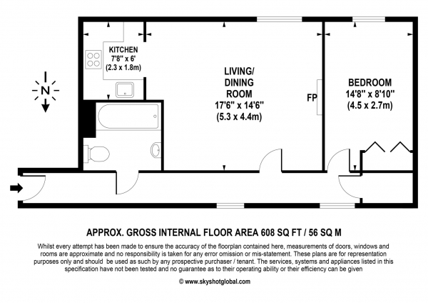 Floor Plan Image for 1 Bedroom Retirement Property for Sale in Springfield Meadow, Weybridge