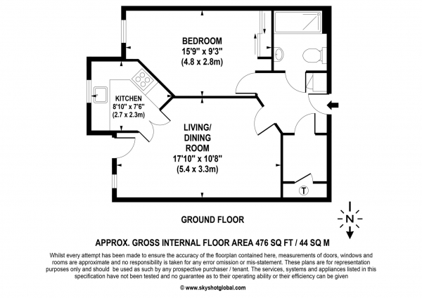 Floor Plan Image for 1 Bedroom Retirement Property for Sale in Royston Court, Hinchley Wood