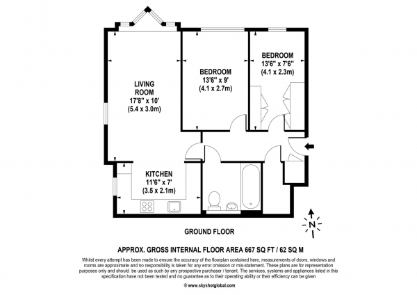 Floor Plan Image for 2 Bedroom Retirement Property for Sale in The Firs, Claygate