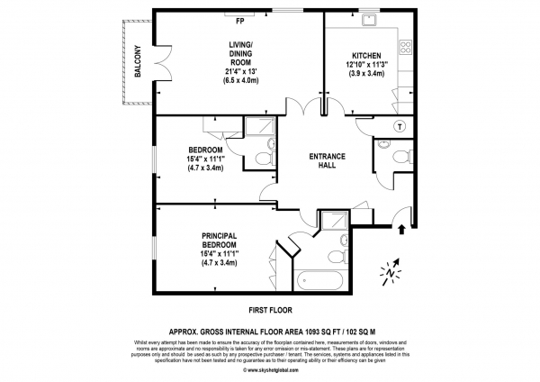 Floor Plan Image for 2 Bedroom Retirement Property for Sale in Claremont Place, Claygate