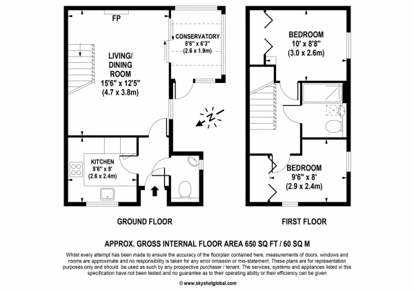 Floor Plan Image for 2 Bedroom Retirement Property for Sale in Lakeside, Ewell