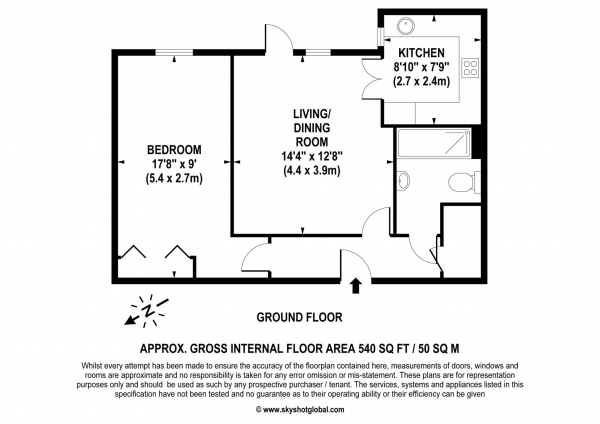 Floor Plan for 1 Bedroom Retirement Property for Sale in Saddlers Court, Epsom, KT18, 7PS -  &pound169,950