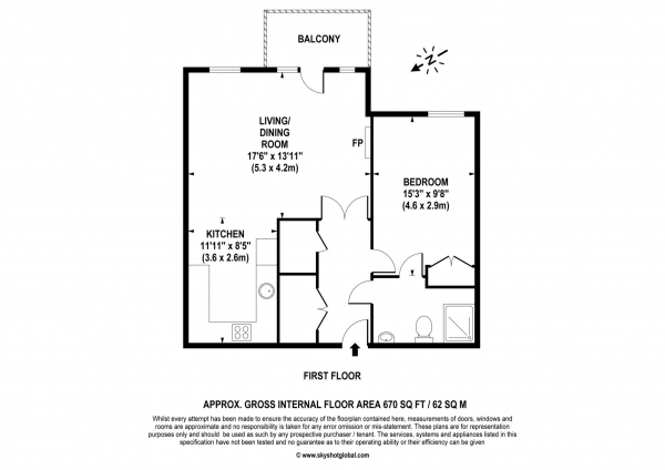 Floor Plan Image for 1 Bedroom Retirement Property for Sale in Austin Place, Weybridge