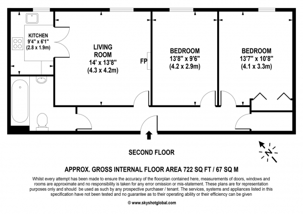 Floor Plan Image for 2 Bedroom Retirement Property for Sale in Station Road, Addlestone