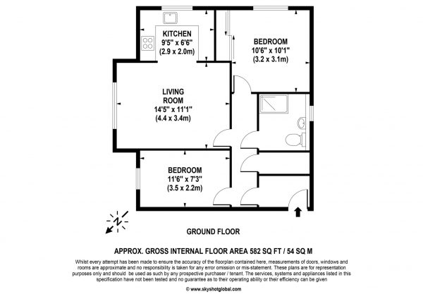 Floor Plan Image for 2 Bedroom Retirement Property for Sale in Pitson Close, Addlestone