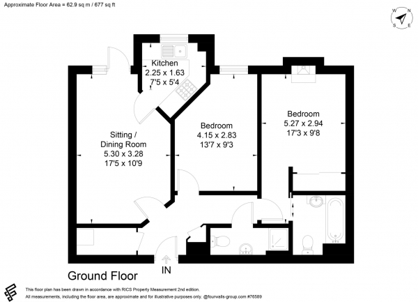 Floor Plan Image for 2 Bedroom Retirement Property for Sale in Dial Stone Court, Weybridge