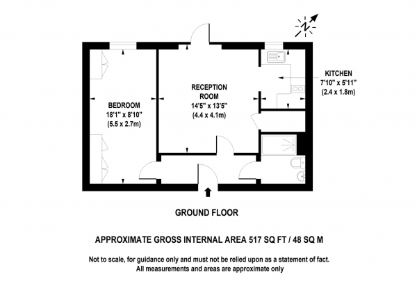 Floor Plan Image for 1 Bedroom Retirement Property for Sale in Arbrook Court, Chessington