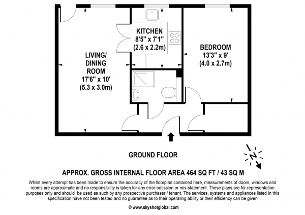 Floor Plan Image for 1 Bedroom Retirement Property for Sale in Badgers Court, Epsom