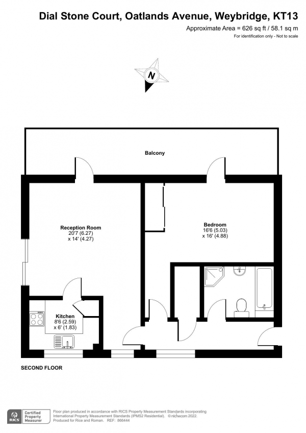 Floor Plan Image for 1 Bedroom Retirement Property for Sale in Dial Stone Court, Weybridge