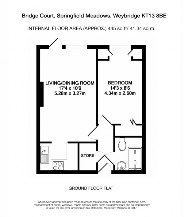 Floor Plan Image for 1 Bedroom Retirement Property for Sale in Bridge Court, Weybridge