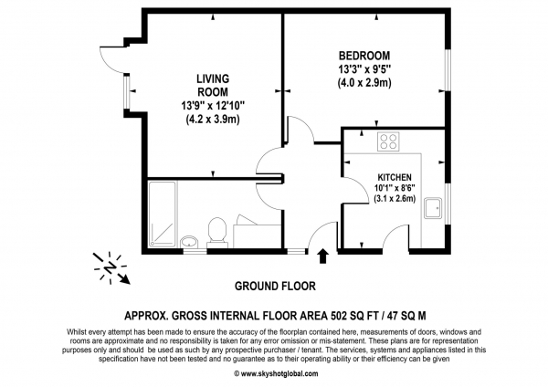 Floor Plan Image for 1 Bedroom Retirement Property for Sale in Rowan Mead, Tadworth