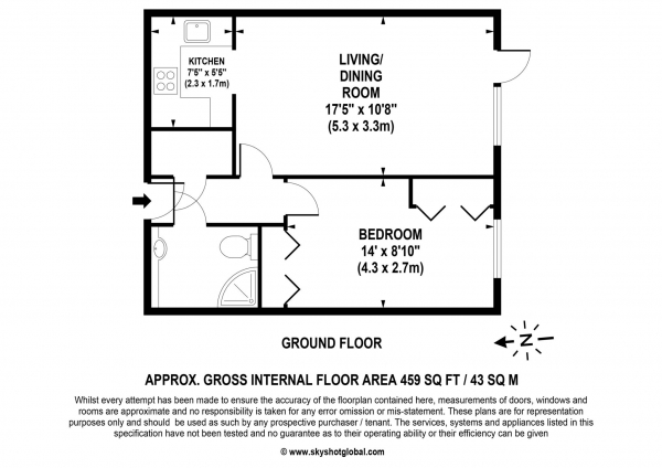 Floor Plan Image for 1 Bedroom Retirement Property for Sale in Kathleen Godfree Court, Wimbledon