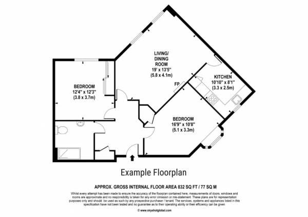 Floor Plan Image for 2 Bedroom Retirement Property for Sale in Udney Park Road, Teddington