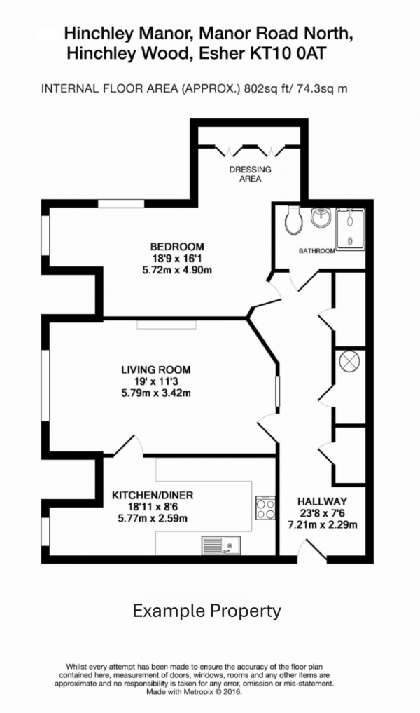 Floor Plan Image for 1 Bedroom Retirement Property for Sale in Manor Road North, Esher