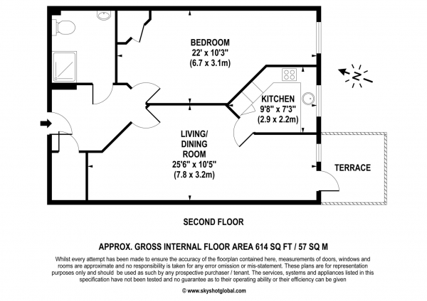 Floor Plan Image for 1 Bedroom Retirement Property for Sale in Elles House, Wallington