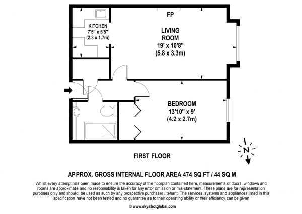 Floor Plan Image for 1 Bedroom Retirement Property for Sale in Kathleen Godfree Court, Wimbledon