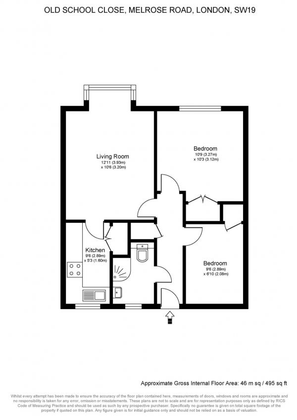 Floor Plan Image for 2 Bedroom Retirement Property for Sale in Old School Close, Wimbledon