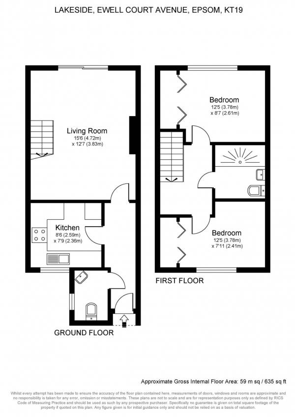 Floor Plan Image for 2 Bedroom Retirement Property for Sale in Lakeside, Ewell