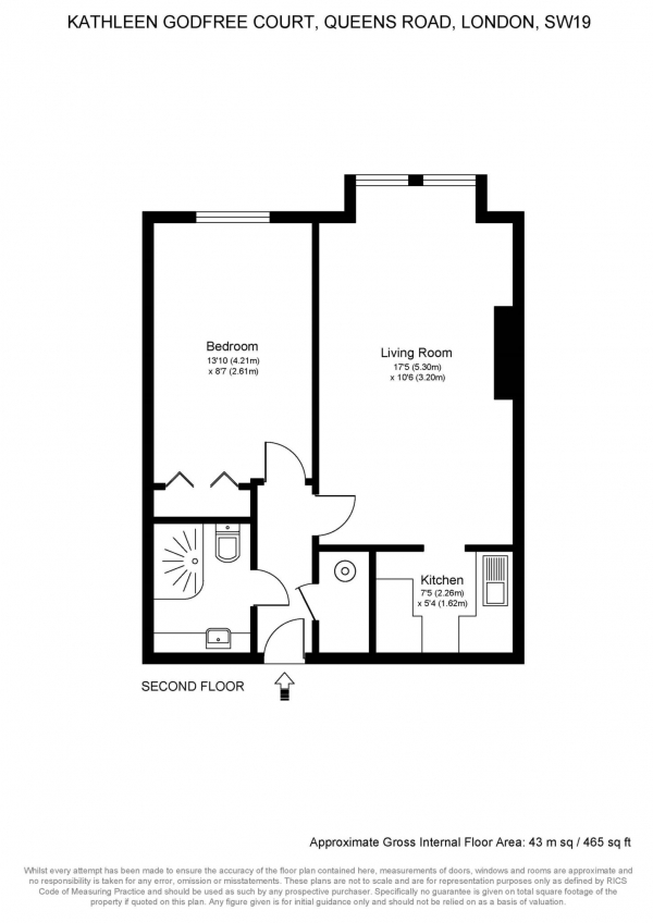 Floor Plan Image for 1 Bedroom Retirement Property for Sale in Kathleen Godfree Court, Wimbledon