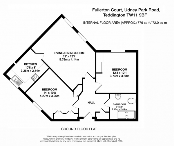 Floor Plan Image for 2 Bedroom Retirement Property to Rent in Udney Park Road, Teddington