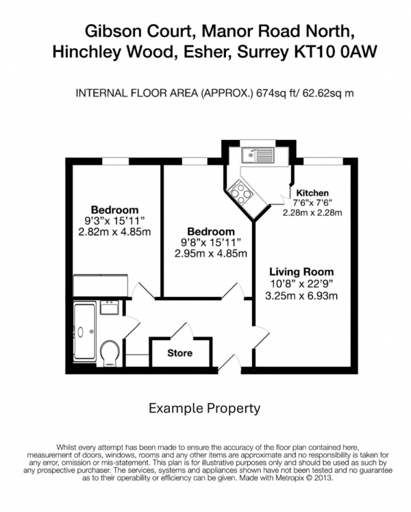 Floor Plan Image for 2 Bedroom Retirement Property for Sale in Manor Road North, Esher