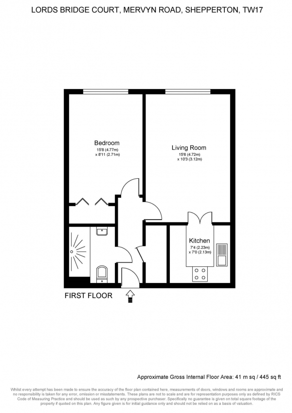 Floor Plan Image for 1 Bedroom Retirement Property for Sale in Lords Bridge Court, Shepperton