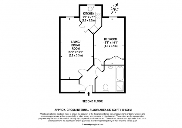 Floor Plan Image for 1 Bedroom Retirement Property for Sale in Barnes Wallis Court, West Byfleet