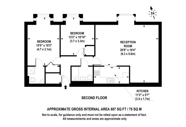 Floor Plan Image for 2 Bedroom Retirement Property for Sale in Holly Court, Leatherhead