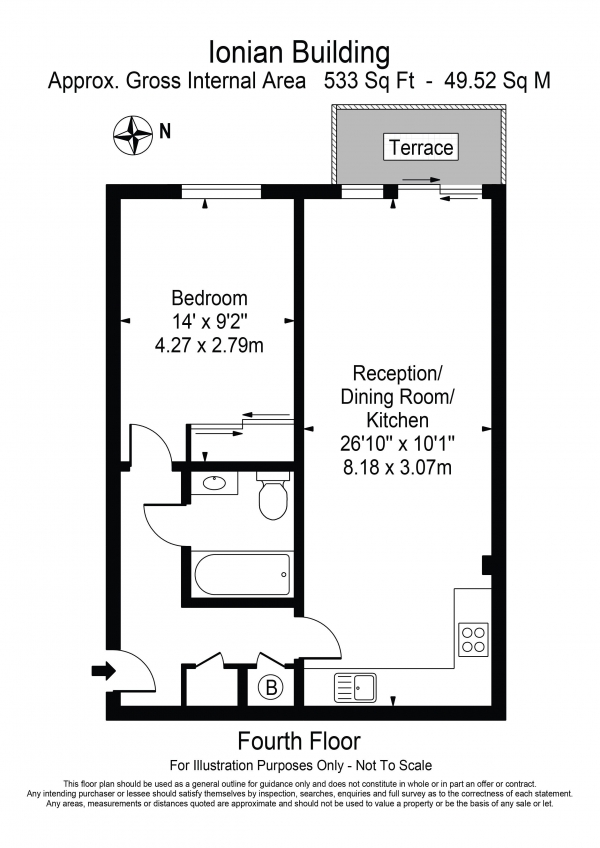 Floor Plan Image for 1 Bedroom Flat to Rent in Ionian Building Narrow Street E14