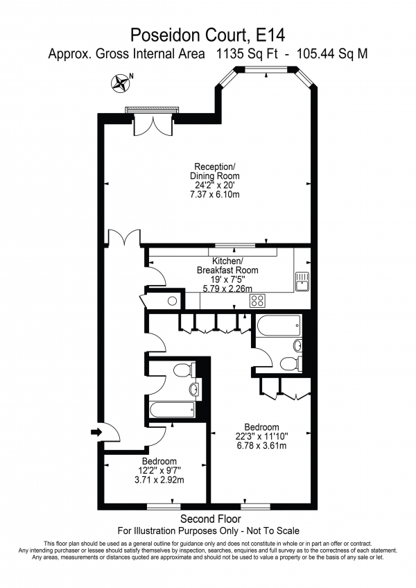 Floor Plan Image for 2 Bedroom Apartment for Sale in Poseidon Court Cyclops Wharf Homer Drive E14
