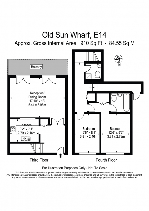 Floor Plan Image for 2 Bedroom Apartment for Sale in Old Sun Wharf Narrow Street Limehouse