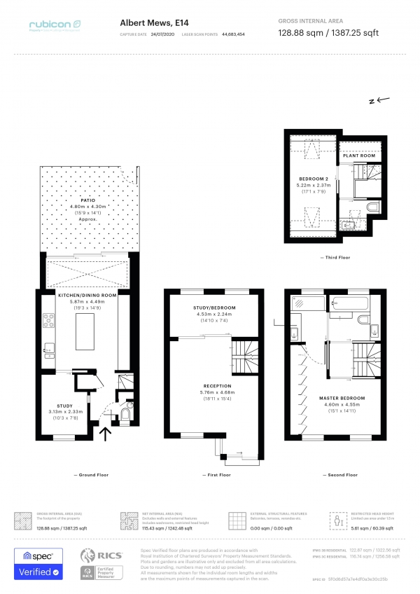 Floor Plan Image for 3 Bedroom Property for Sale in Albert Mews Narrow Street Limehouse E14