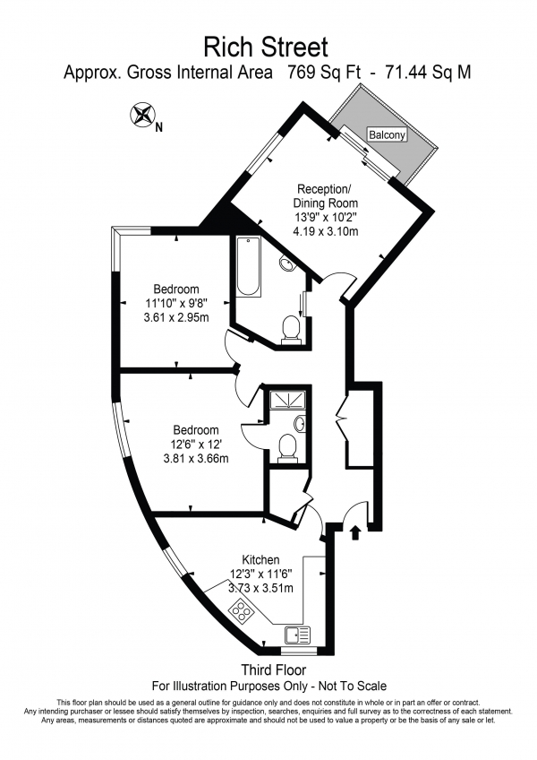Floor Plan Image for 2 Bedroom Apartment for Sale in Rich Street Limehouse