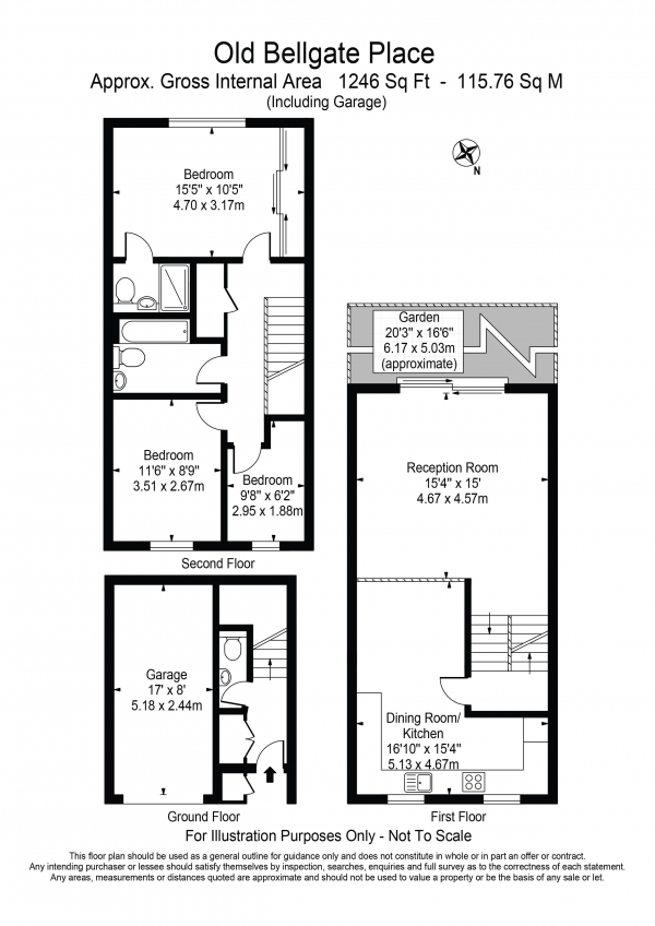 Floor Plan for 3 Bedroom Apartment to Rent in Old Bellgate Place Westferry Road E14, 130 Westferry Road, E14, 3SW - £550  pw | £2383 pcm