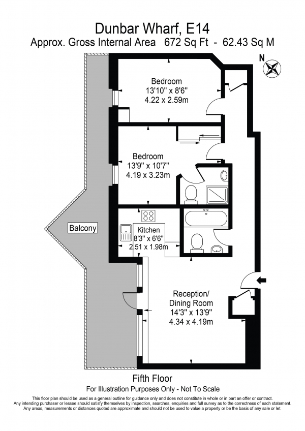 Floor Plan Image for 2 Bedroom Apartment to Rent in Dunbar Wharf Narrow Street E14
