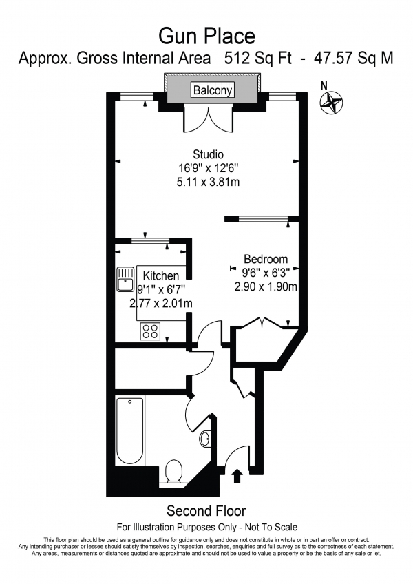 Floor Plan Image for 1 Bedroom Apartment for Sale in Gun Place Wapping Lane Wapping E1W