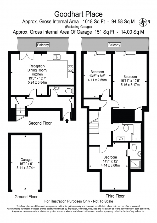 Floor Plan Image for 2 Bedroom Apartment to Rent in Goodhart Place Horseferry RD Limehouse E14