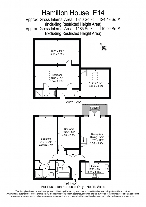 Floor Plan Image for 3 Bedroom Flat to Rent in Hamilton House Victory Place Limehouse E14