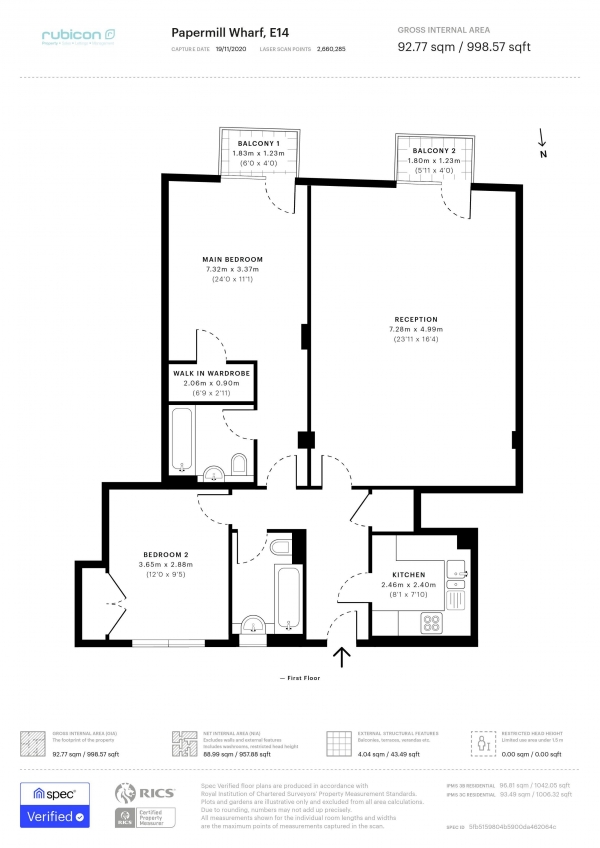 Floor Plan Image for 2 Bedroom Apartment to Rent in Papermill Wharf Narrow Street Limehouse E14