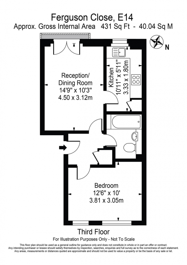 Floor Plan Image for 1 Bedroom Apartment for Sale in Ferguson Close Isle of Dogs