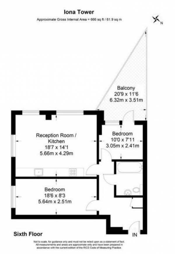 Floor Plan Image for 2 Bedroom Apartment to Rent in Iona Tower Ross Way Limehouse E14