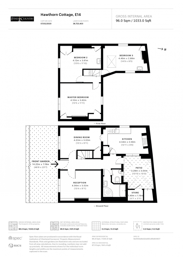 Floor Plan Image for 3 Bedroom Property for Sale in Flamborough Walk Limehouse E14