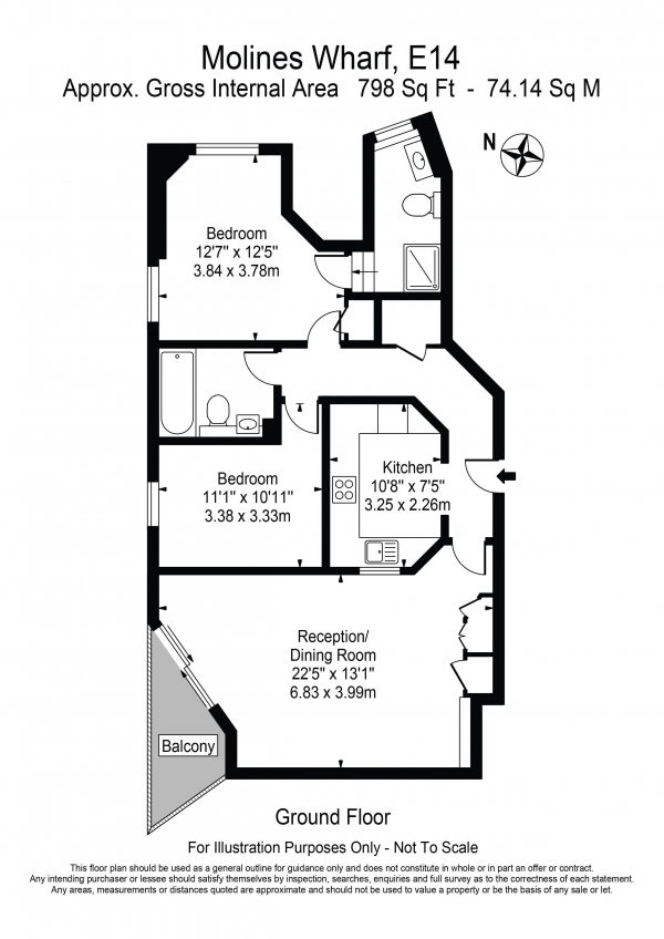 Floor Plan Image for 2 Bedroom Apartment to Rent in Molines Wharf Narrow Street Limehouse E14