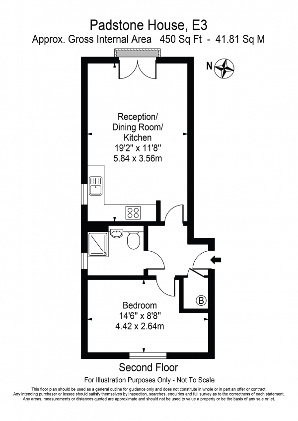 Floor Plan Image for 1 Bedroom Apartment to Rent in Padstone House Capulet Square Bow E3