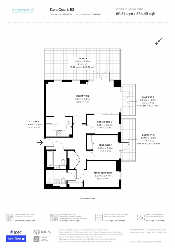 Floor Plan Image for 3 Bedroom Apartment for Sale in Kara Court Seven Sea Gardens