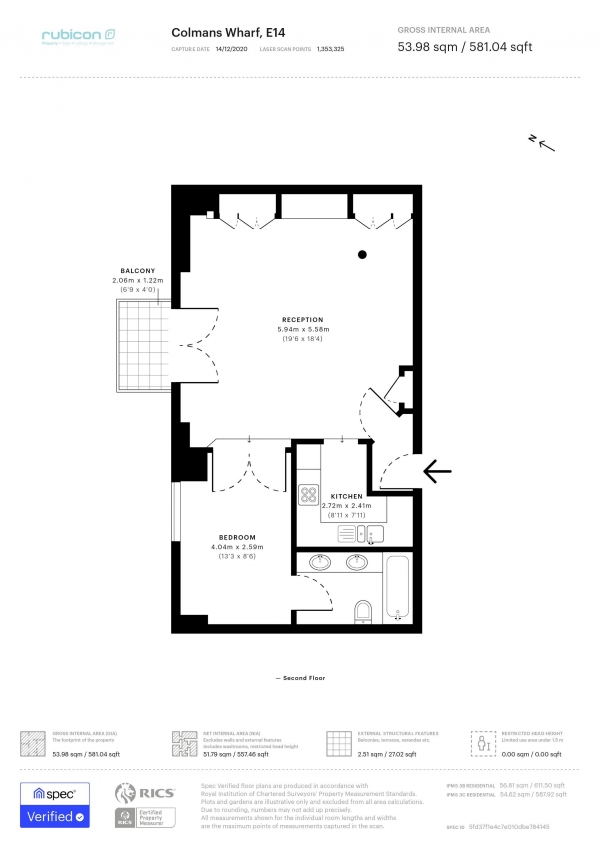 Floor Plan Image for 1 Bedroom Apartment for Sale in Colmans Wharf Morris Road Poplar
