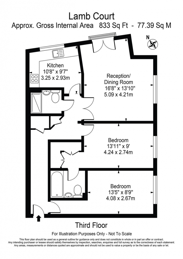 Floor Plan Image for 2 Bedroom Flat to Rent in Lamb Court Narrow Street E14