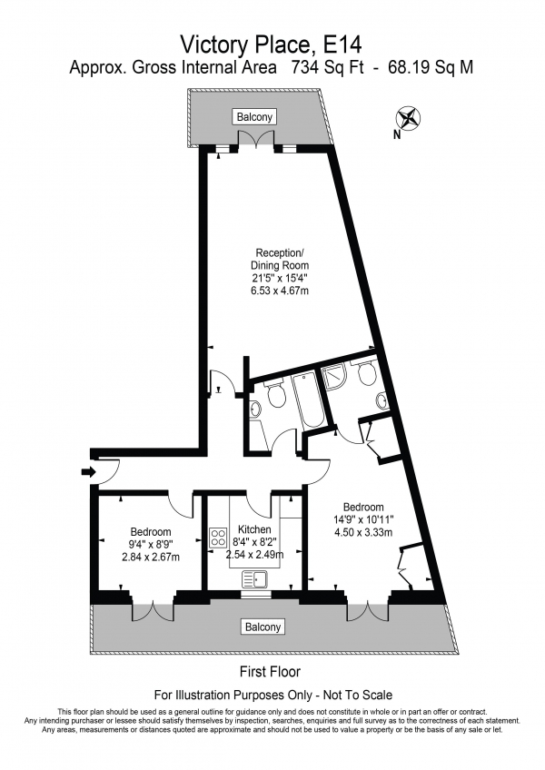 Floor Plan Image for 2 Bedroom Apartment for Sale in Imperial House Victory Place Limehouse