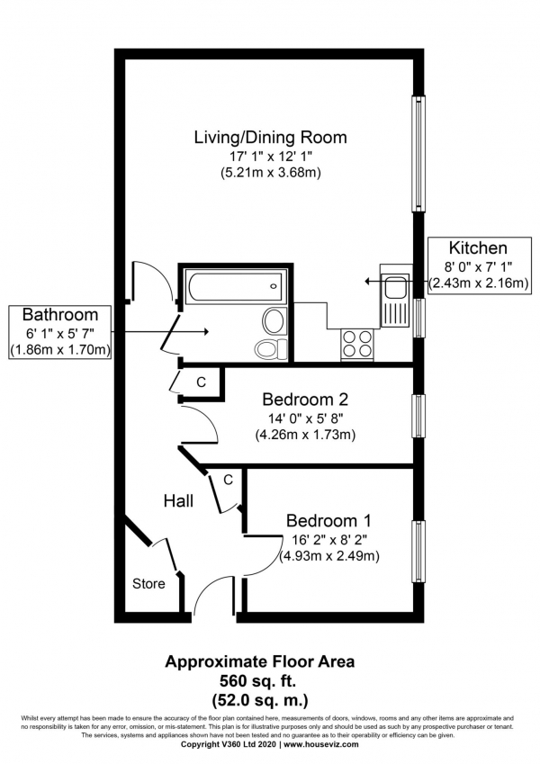 Floor Plan Image for 2 Bedroom Apartment for Sale in Quarles Park Road, Chadwell Heath, RM6