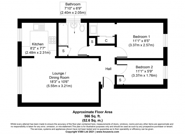 Floor Plan Image for 2 Bedroom Flat for Sale in Armstrong Close, Dagenham, RM8